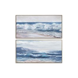 DKD Home Decor Cuadro Atlantico 4.5 x 80 x 160 cm (2 Unidades) Azul Beige Olas Playa Lienzo MDF Precio: 106.50000009. SKU: B154HDRFR9