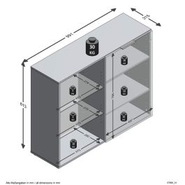 FMD 4029494125316 Mueble de Almacenamiento Compacto Negro, 99,1 cm Ancho x 81,3 cm Alto x 31,5 cm Fondo, Fabricado en Alemania