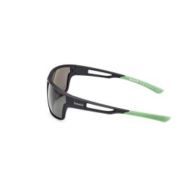 Timberland TB00001 Gafas de Sol Hombre Polarizadas Verdes Rectangulares Montura Negra Mate Cristales 65 mm