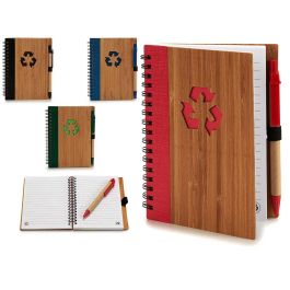 Libreta Bambú Reciclada con Bolígrafo 16x12 cm - Pincello (24 Unidades) Precio: 36.49999969. SKU: S3601255