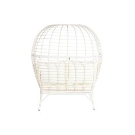 DKD Home Decor Sillón de 2 Plazas para Terraza y Jardín de Ratán Sintético y Acero con Cojines Desmontable Blanco 130x68x146 cm DKD Home Decor Sillón de 2 Plazas para Terraza y Jardín de Ratán Sintético y Acero con Cojines Desmontable Blanco 130x68x146 cm