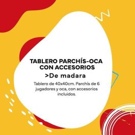 Tablero parchis 6 jugadores y oca de madera 40x40 cm con accesorios Tablero parchis 6 jugadores y oca de madera 40x40 cm con accesorios