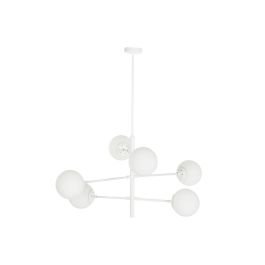 DKD Home Decor Lámpara Techo Urban Blanco 73 x 50 x 96 cm Metal Cristal Bolas 6 Bombillas E27