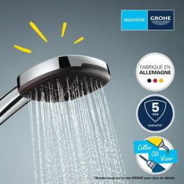Grohe GRO4005176681202 Set de Ducha Vitalio Comfort 110 con Rociador 2 Chorros, Soporte y Flexo - Fácil Selección, Ahorro de Agua