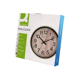 Reloj Q-Connect De Pared De Plastico Redondo 25,7 cm Movimiento Silencioso Color Madera Natural