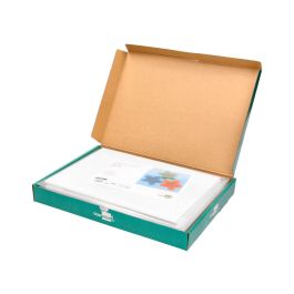 Cartulina Liderpapel A4 180 gr-M2 Blanco Paquete De 25+5 Hojas En Carpeta Dossier Transparente Con Cierre Velcro