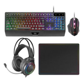 Mars Gaming Kit Gaming 4en1 MCP124PRO - Teclado RGB, Ratón 3200 DPI, Auriculares FRGB, Alfombrilla Nanotextil