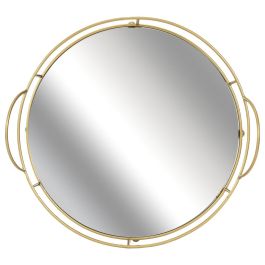 Home Deco Factory Bandeja Con Base Espejo Con Asas Alambre Dorado Colección Lounge Medidas 28x4cm