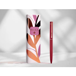 Belius Boligrafo Rose Aluminio Color Burdeos / Oro Rosa Tinta Azul Caja de Diseño 1 mm