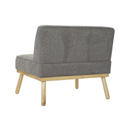 DKD Home Decor Sillón Urban Desmontable Bicolor Gris Oscuro Marrón de Lino y Abeto, Ancho 80 x Largo 66 x Alto 72 cm, Altura asiento 45 cm