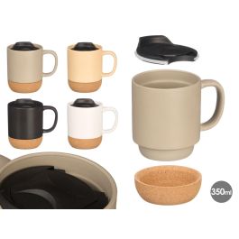 Vessia Taza con Base de Corcho y Tapa Surtidos Colores Neutros 350 ml - Cerámica, Plástico, Silicona - 12.5 x 11 x 8.5 cm (Set de 24) Precio: 38.59000002. SKU: B13R766V4L