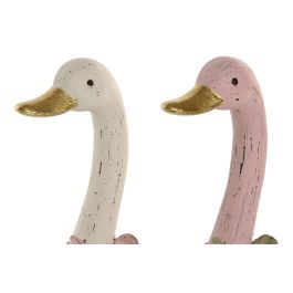DKD Home Decor Figura de Resina Pato Rosa y Blanco 9 x 21.5 x 12.5 cm (4 Unidades) Cottage