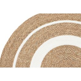 DKD Home Decor Alfombra de Poliéster y Fibra Natural Blanco 100 x 100 x 0.5 cm