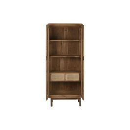 DKD Home Decor Vitrina Balines de Teca y Cristal Natural, 80x45x190 cm (Ancho x Fondo x Alto), 2 Puertas, 2 Cajones, 3 Estanterías, Desmontable