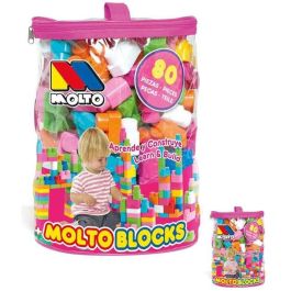 Molto Bolsa Construccion Rosa con 80 Piezas