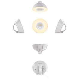 CGV Radio reloj CR ARUNA con simulador de amanecer y atardecer, 6 colores ambientales y puerto USB, Blanco