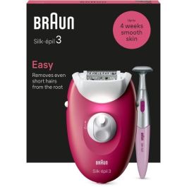 Braun 3-202 Depiladora Eléctrica Silk-épil 3 con 20 Pinzas, Recortadora y Función de Masaje, Color Fruta del Bosque