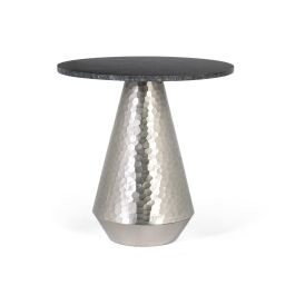 GINER Y COLOMER Mesa de Centro Redonda con Tapa de Mármol Negro y Base de Aluminio Martillado Precio: 387.1879. SKU: B1AV42TE74