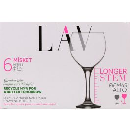 Lav Set de 6 Copas para Combinados Misket 645 ml, 9.5 cm diámetro superior, 10.5 cm diámetro base, 22 cm alto (4 Cajas)