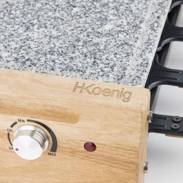 Hkoenig HKO3760124955293 Raclette/Grill para 8 personas, 1200W, superficie de cocción 38x19,5 cm, diseño de madera