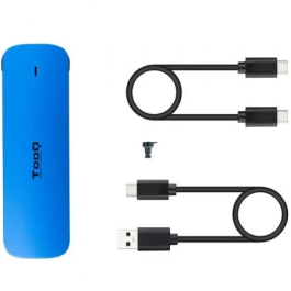 TOOQ Caja SSD M.2 NVMe TQE-2201BL USB 3.1 Gen2 Externa Aluminio Azul 10Gbps con Cable USB-C y USB-A