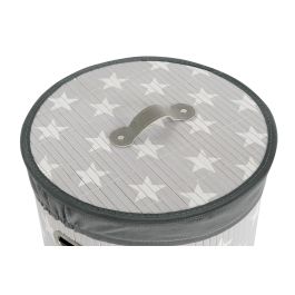 DKD Home Decor Cesta Ropa Tradicional Gris Blanco 38 x 60 x 38 cm Set de 3 (2 Unidades)