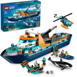 LEGO City 60368 The Arctic Exploration Ship, gran juguete de bote flotante para niños