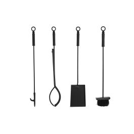 DKD Home Decor Chimenea Loft Negra de Acero 3x11x62 cm Set 4 Piezas