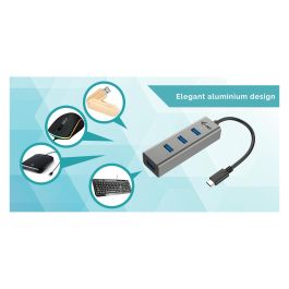 I-tec Hub USB-C con 4 Puertos USB 3.0 para Ordenador Portátil, Tablet y Teléfono Inteligente, Conexión Rápida de Datos y Carga