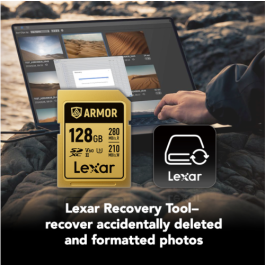 Lexar LSDAMGL128G-RNNNG Armor Gold 128 GB SDXC UHS-II Tarjeta de Memoria, Lectura 280 MB/s, Escritura 210 MB/s