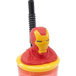 Vaso con Pajita The Avengers Iron Man Rojo 3D