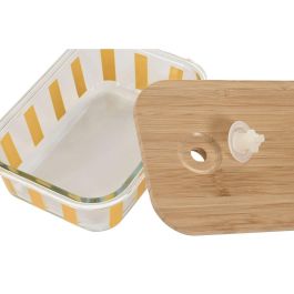 DKD Home Decor Set 3 Recipientes de Cristal Borosilicato Verde Amarillo Coral Rayas 15 x 6.5 x 20 cm, 1L/660ml, Aptos Lavavajillas