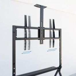 TooQ FS20208M-B Soporte de Suelo Móvil con Ruedas para TV 55-100", hasta 120kg. Altura Ajustable, Bandejas, Gestión de Cables, Acero Negro.