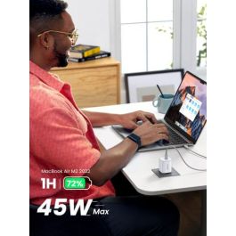 UGREEN Nexode 45W Cargador USB-C Dual PD 3.0 QC 4 (25W+20W) Blanco para Carga Rápida Universal