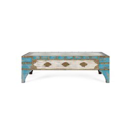 GINER Y COLOMER Mesa de Centro de Madera de Mango Azul y Blanco Envejecido 150 cm Precio: 1050.0017. SKU: B1H6CGAB3F