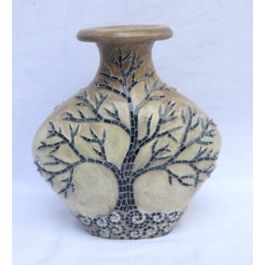 DKD Home Decor Jarrón Balines Beige Negro Cristal Terracota 15 x 33.5 x 30 cm Precio: 37.32366. SKU: S3031083