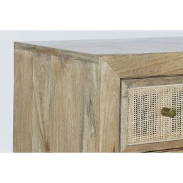 DKD Home Decor Cómoda Moderno Mango y Ratán Natural Dorado 90 x 81 x 40.5 cm