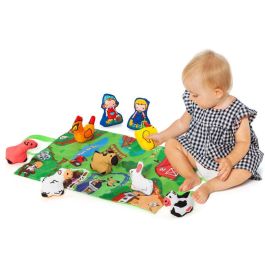 Molto Manta de Actividades Farm and Fun con 7 Figuras Blanditas de Tela, Juguete Educativo Infantil para Estimulación Temprana desde 1 Año