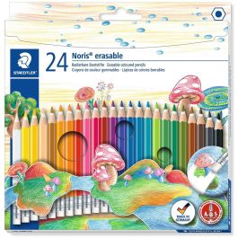 STAEDTLER 144 50 Lápices de Colores Borrables Noris, Multicolor, 24 Unidades, para Niños +3 Años