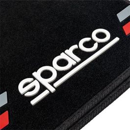 Sparco Alfombra Moqueta Corsa Roja SPCF508RD con Logo y Franja Roja de Goma, Juego de 4 Unidades, Universales, Antideslizantes, Fáciles de Limpiar