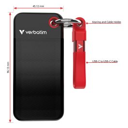 Verbatim Pocket SSD 1TB USB Tipo C 3.2 Gen 2, Lectura/Escritura 1000 MB/s, 10 Gbit/s, Color Negro y Rojo