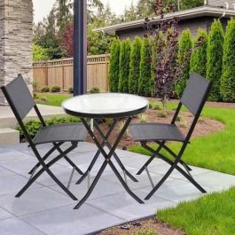 Conjunto de mesa de terraza plegable (60x71 cm) + 2 sillas de textileno (46x82 cm) aktive Conjunto de mesa de terraza plegable (60x71 cm) + 2 sillas de textileno (46x82 cm) aktive