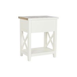 DKD Home Decor Mesita de Noche Tradicional Morefond 23 Blanco Roto Natural 49.5 x 61.5 x 35 cm