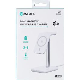 eSTUFF Cargador Inalámbrico Magnético 3 en 1 QI2 para iPhone 12-16, Apple Watch, AirPods y Android. Máx 15W Teléfono