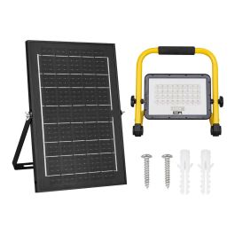 Edm Foco solar de trabajo + panel solar 50W, 4000 lm, luz fría 6400K, IP65, 36 LEDs, 3 modos, batería 5000mAh