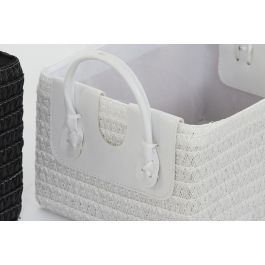 DKD Home Decor Cesta Basicos PP Blanco Negro Set de 5 Piezas 45 x 34 x 49 cm