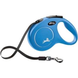 Flexi Correa Retráctil New Classic de Cinta de Nylon y Plástico para Perros, Talla M, 5 Metros, Azul