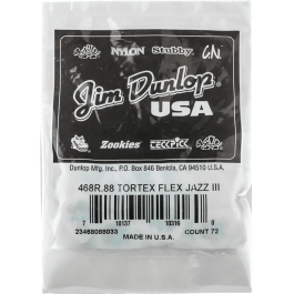 Dunlop Pack 72 Púas Tortex Flex Jazz III - 0,88 Mm
