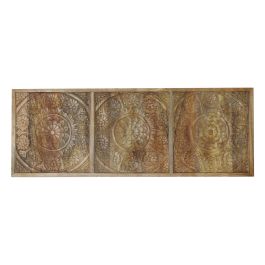 DKD Home Decor Cabecero Cama Indio Natural con Mandalas de Madera de Mango y MDF 162.5x60 cm
