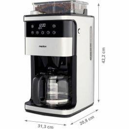 Medion MED4061275224559 Cafetera Digital de Filtro con Molinillo 1000W 1.5L Plata Medion MED4061275224559 Cafetera Digital de Filtro con Molinillo 1000W 1.5L Plata